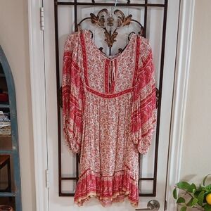 Rachel Zoe Red and White Floral Long Sleeve Dress